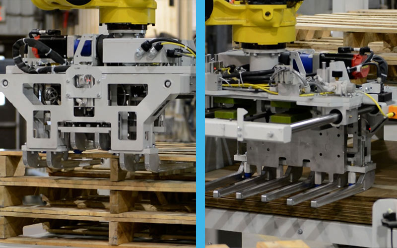 Pallet and slip sheet end effector Pallet and slip sheet end effector