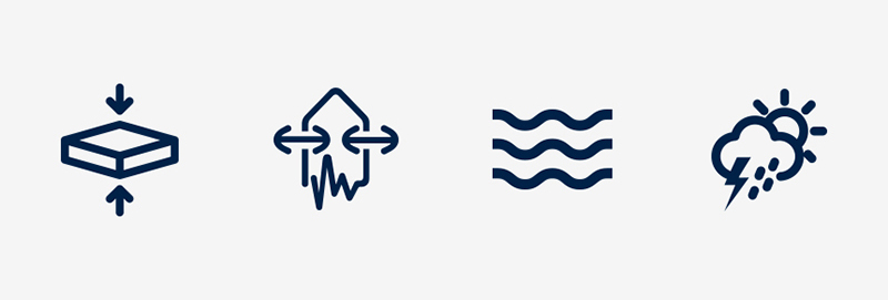 Pressure_shock_vibration_and_environmental_icons Pressure, shock, vibration and environmental icons