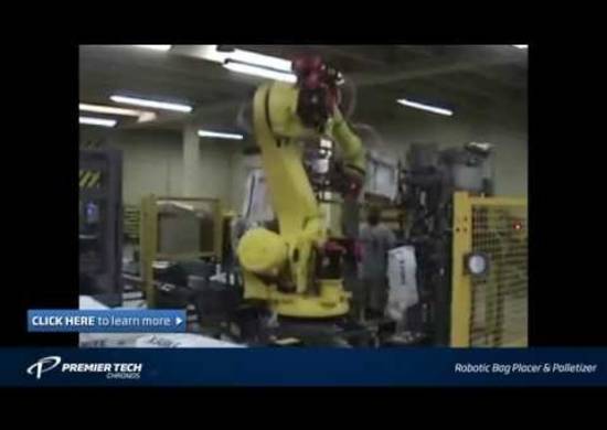 Robotic Bag Placer & Palletizer for Valve Bags _splash image Robotic bag placer & Palletizer in a manufacturing plant