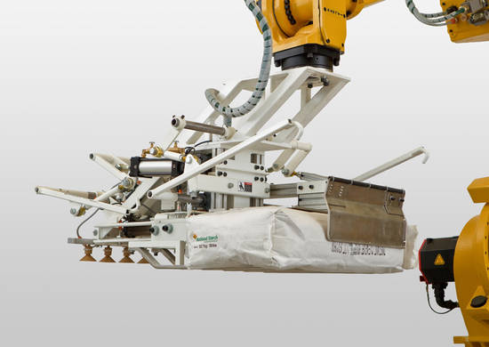 Robotic bag handling system for valve bags